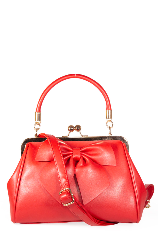 50s Red Lockwood Bow Handbag - Dotty&Dan